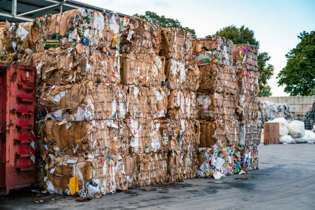 On Image: Paper and cardboard at the recycle plant